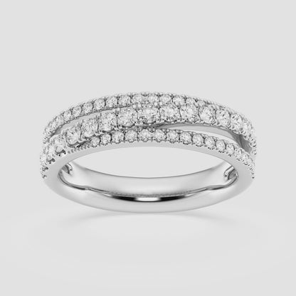 2/3 ctw Round Moissanite Diamond Crossover Fashion Band