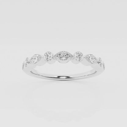 3/8 ctw Round and Marquise Moissanite Diamond Stackable Ring