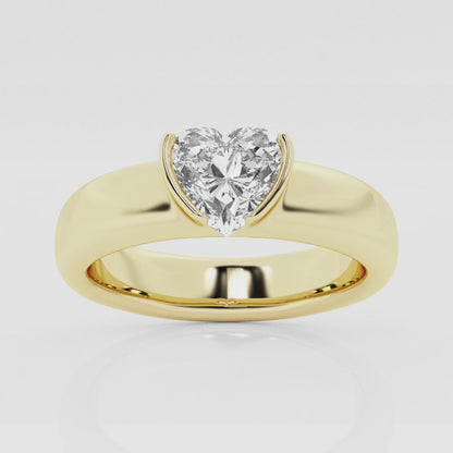 näas 1 ctw Heart Moissanite Diamond Half Bezel Stackable Ring