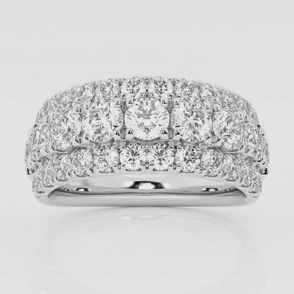 2 1/5 ctw Round Moissanite Diamond Triple Row Fashion Band